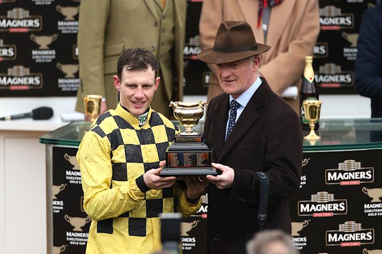 Trophy being raised at Cheltenham Races